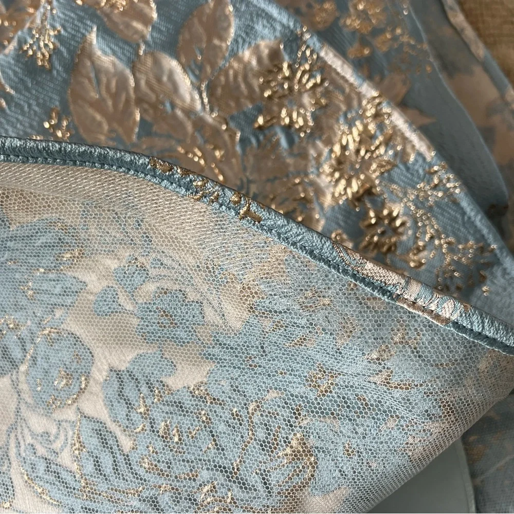 Mac Duggal Strapless Brocade Midi Dress with Pockets NWT Blue Multi - Picture 10 of 15